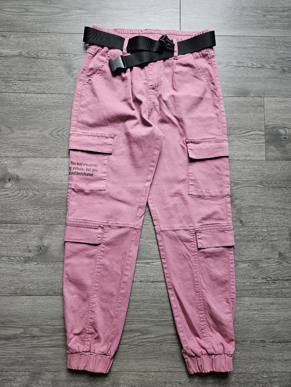 VIP Juniors Pink Stretchy Cargo Jogger Pants W/belt Size 7/8